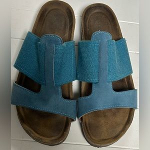 Sundance Catalog Blue Teal Golden Linen Sandals